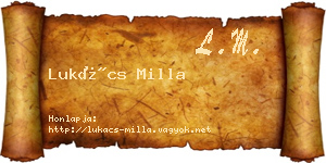 Lukács Milla névjegykártya